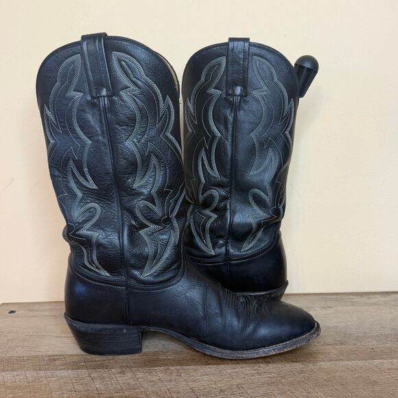 Nocona Classic Mens Leather Black Cowboy Boots Size 10.5